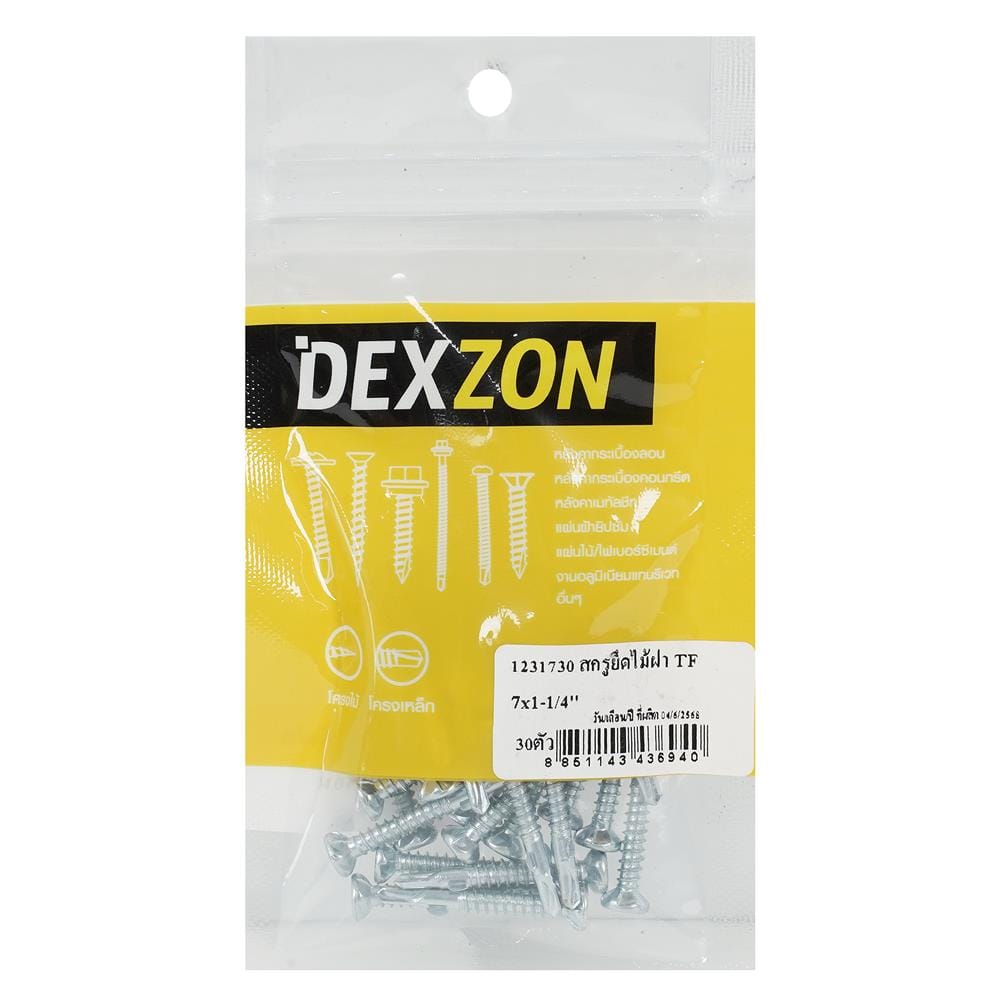 สกรูยึดไม้ฝามีปีก TF DEXZON 7x1-1/4 นิ้ว (แพ็ก 30 ชิ้น)