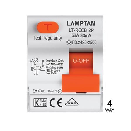 ชุดตู้คอนซูมเมอร์ยูนิต 4 ช่อง 63 แอมป์ RCCB LAMPTAN SAVE PRO_4