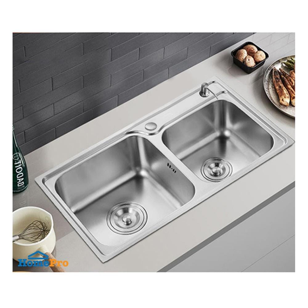 ซิงค์ฝัง 2 หลุม THAI FORWARD FH7008 สีเงิน