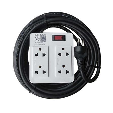 บล็อกรางปลั๊กไฟ 4 ช่อง 1 สวิตซ์ พร้อมสายไฟ 10 เมตร UNIC B4-3 3500 วัตต์ 16A_0