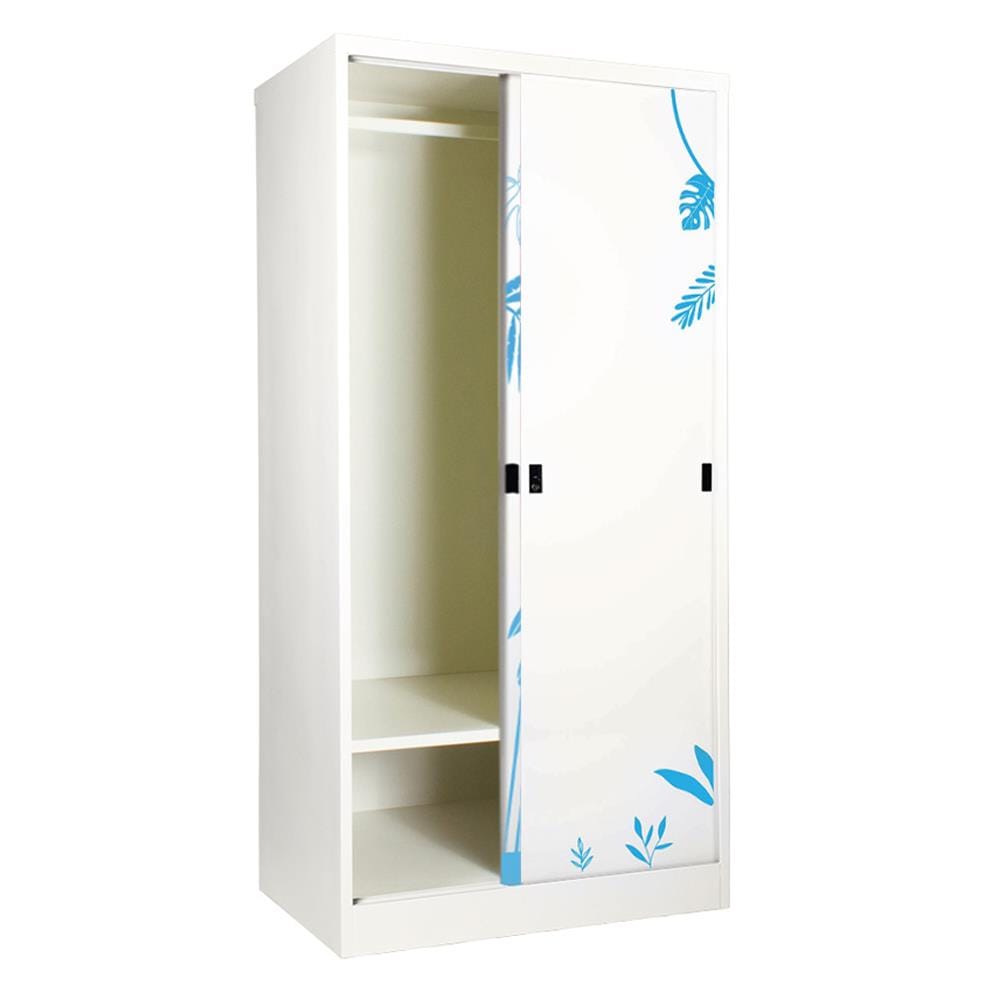 ตู้เสื้อผ้าเหล็กบานเลื่อน KIOSK SDX-18/BA 91.4 ซม. สีครีม