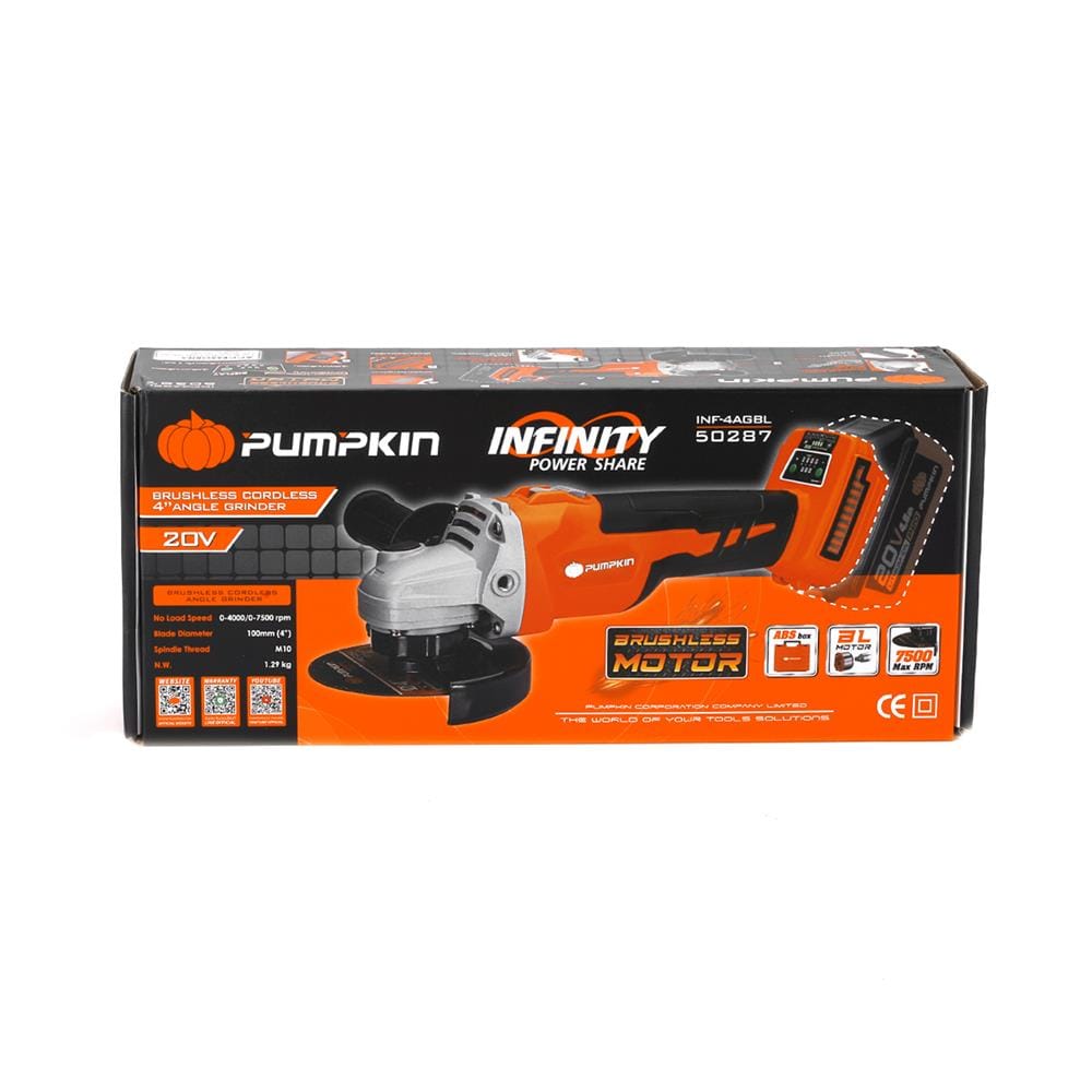เครื่องเจียรไร้สาย 4 นิ้ว (เฉพาะตัวเครื่อง) PUMPKIN 50287 INF-4AGBL 20 โวลต์