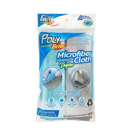 ผ้าไมโครไฟเบอร์สำหรับงานกระจก POLY-BRITE 30x40 ซม. สีเทา/ฟ้า (แพ็ก 2 ชิ้น)_0