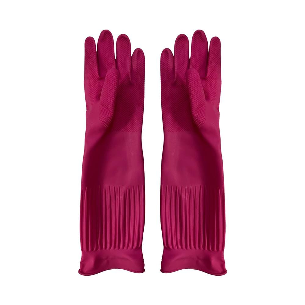 ถุงมือยางธรรมชาติรัดข้อ POLY-BRITE EXTRA LONG SIZE L สีชมพู