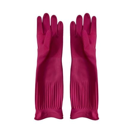 ถุงมือยางธรรมชาติรัดข้อ POLY-BRITE EXTRA LONG SIZE L สีชมพู_1