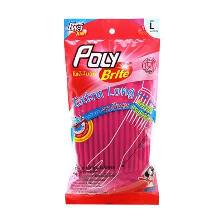 ถุงมือยางธรรมชาติรัดข้อ POLY-BRITE EXTRA LONG SIZE L สีชมพู_2