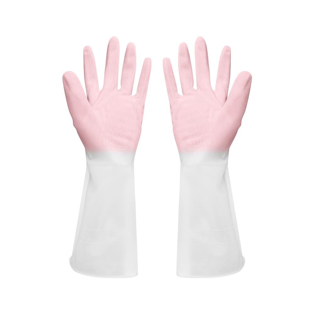 ถุงมืออเนกประสงค์ PVC POLY-BRITE 2TONE SIZE M สีขาว/ชมพู