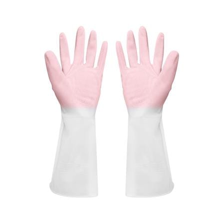 ถุงมืออเนกประสงค์ PVC POLY-BRITE 2TONE SIZE M สีขาว/ชมพู_1