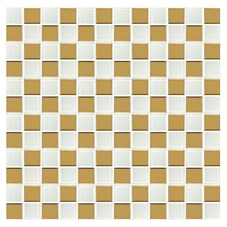 โมเสคแก้ว 30x30 ซม. GLASCERA แชคเกอร์ ไวท์ สีขาวทอง_0