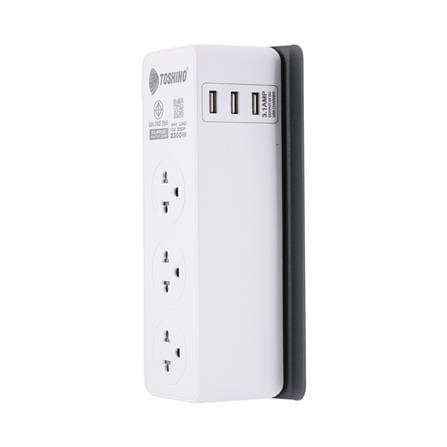 รางปลั๊กไฟ 3 ช่อง 3 USB TOSHINO CW-33USB 2 เมตร_1