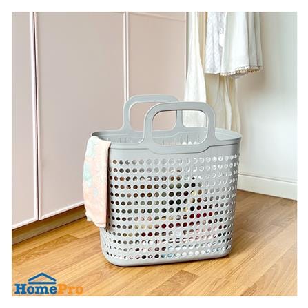ตะกร้าผ้าเหลี่ยมหูหิ้ว PLIM BUBBLE SIZE L สีเทา_3