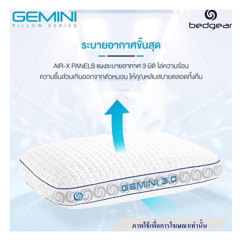 หมอนสุขภาพ เมมโมรี่โฟม BEDGEAR GEMINI 0.0 19x26 นิ้ว สีขาว