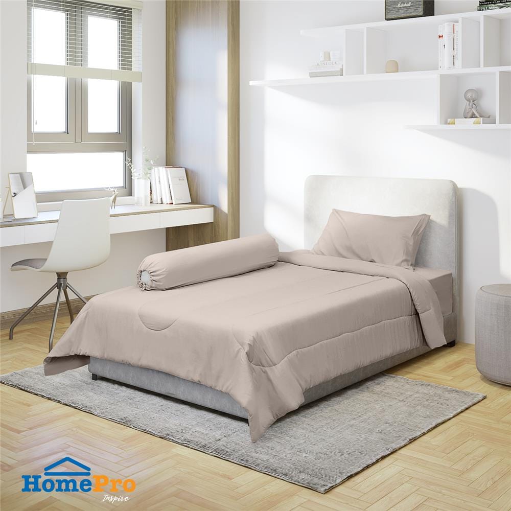 ชุดผ้าปูที่นอน 3.5 ฟุต 4 ชิ้น HOME LIVING STYLE AIR-FEEL สี TAUPE