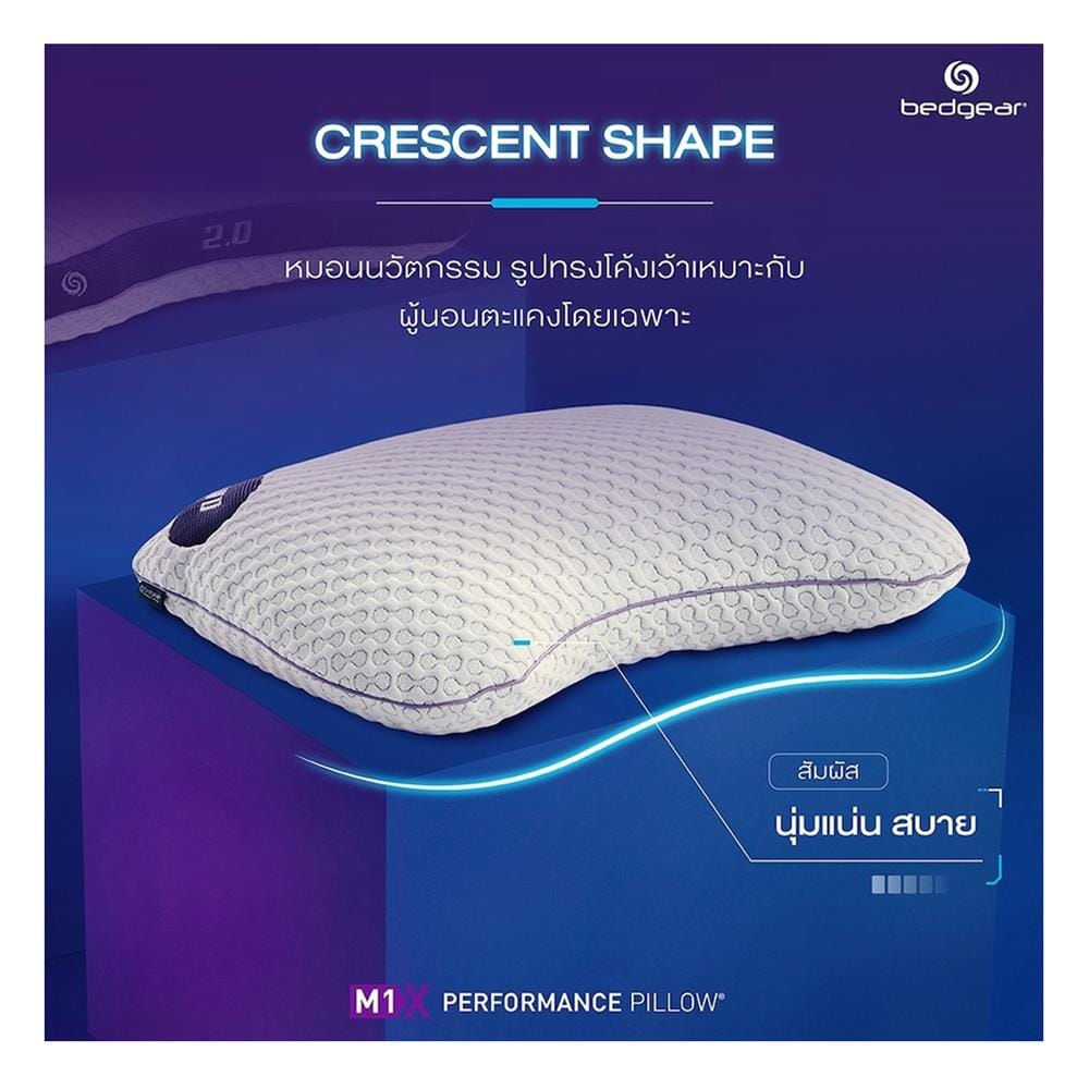 หมอนสุขภาพ ยางพารา BEDGEAR M1X 0.0 19x26 นิ้ว สีขาว
