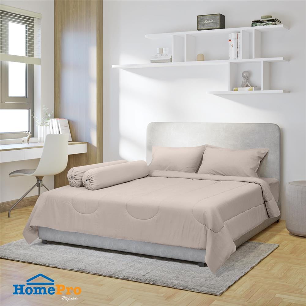 ชุดผ้าปูที่นอน 6 ฟุต 6 ชิ้น HOME LIVING STYLE AIR-FEEL สี TAUPE