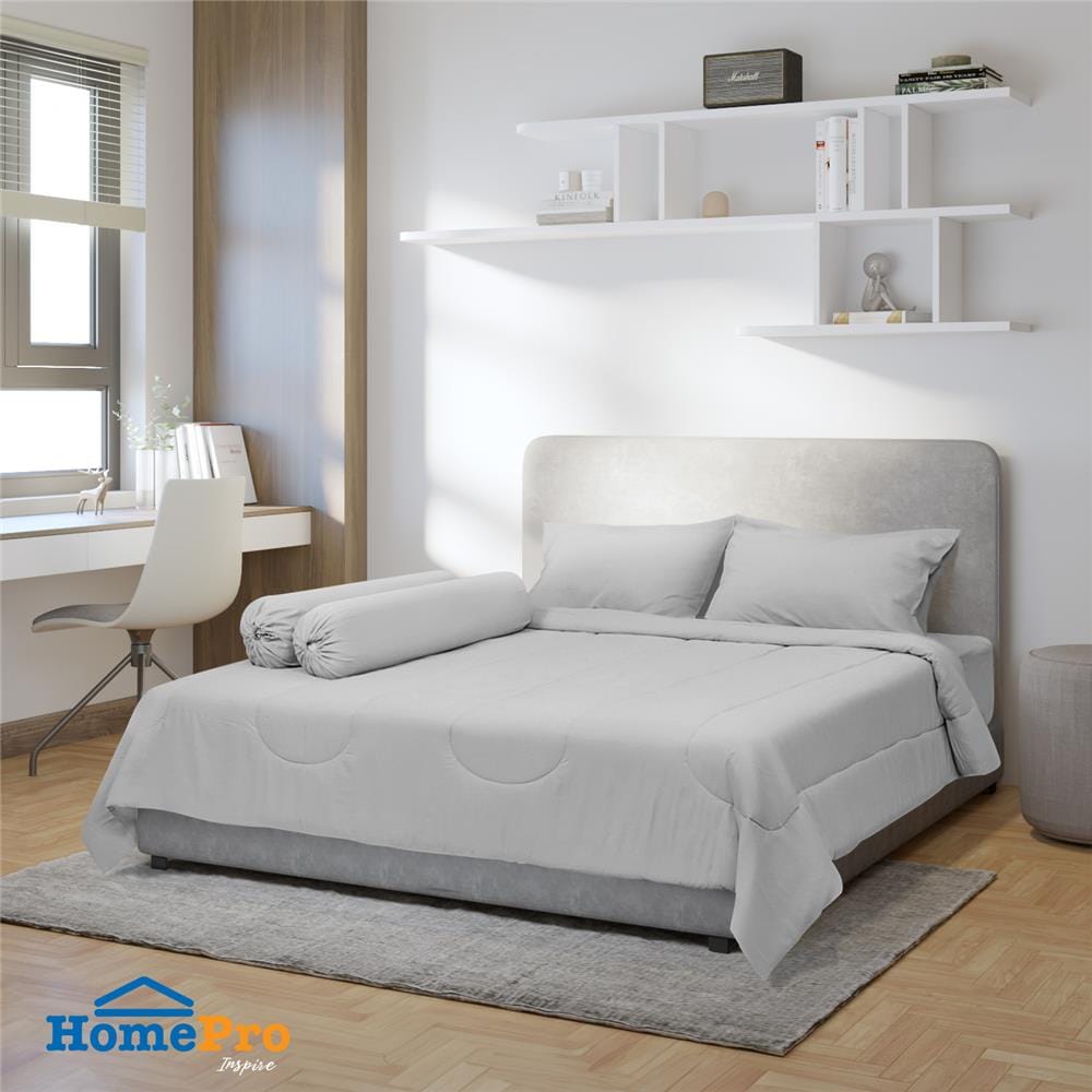 ชุดผ้าปูที่นอน 5 ฟุต 6 ชิ้น HOME LIVING STYLE AIR-FEEL สี GREY