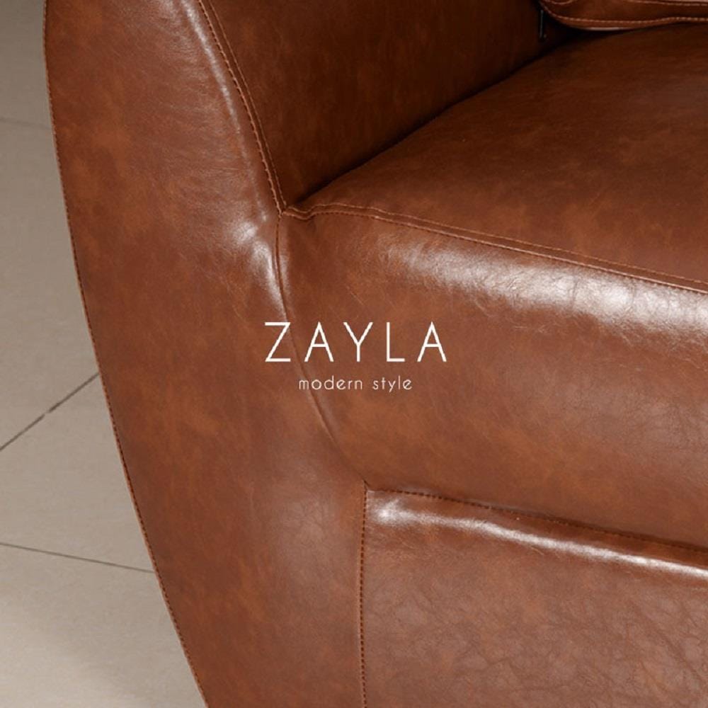 โซฟา 2 ที่นั่ง AS FURNITURE ZAYLA LBWB21 PVC สีน้ำตาลอ่อน