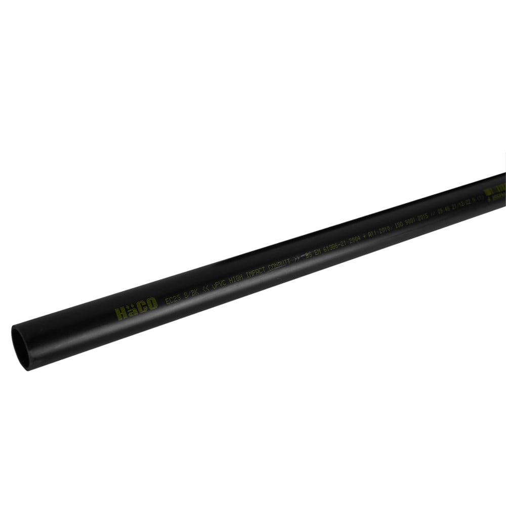 ท่อตรง UPVC HACO EC25 25 มม. ยาว 2.90 ม. มาตรฐาน BS  สีดำ