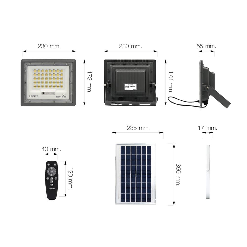 ไฟสปอตไลท์ SOLAR NAGAS BRIGHT 100 วัตต์ WARM WHITE สีเทา
