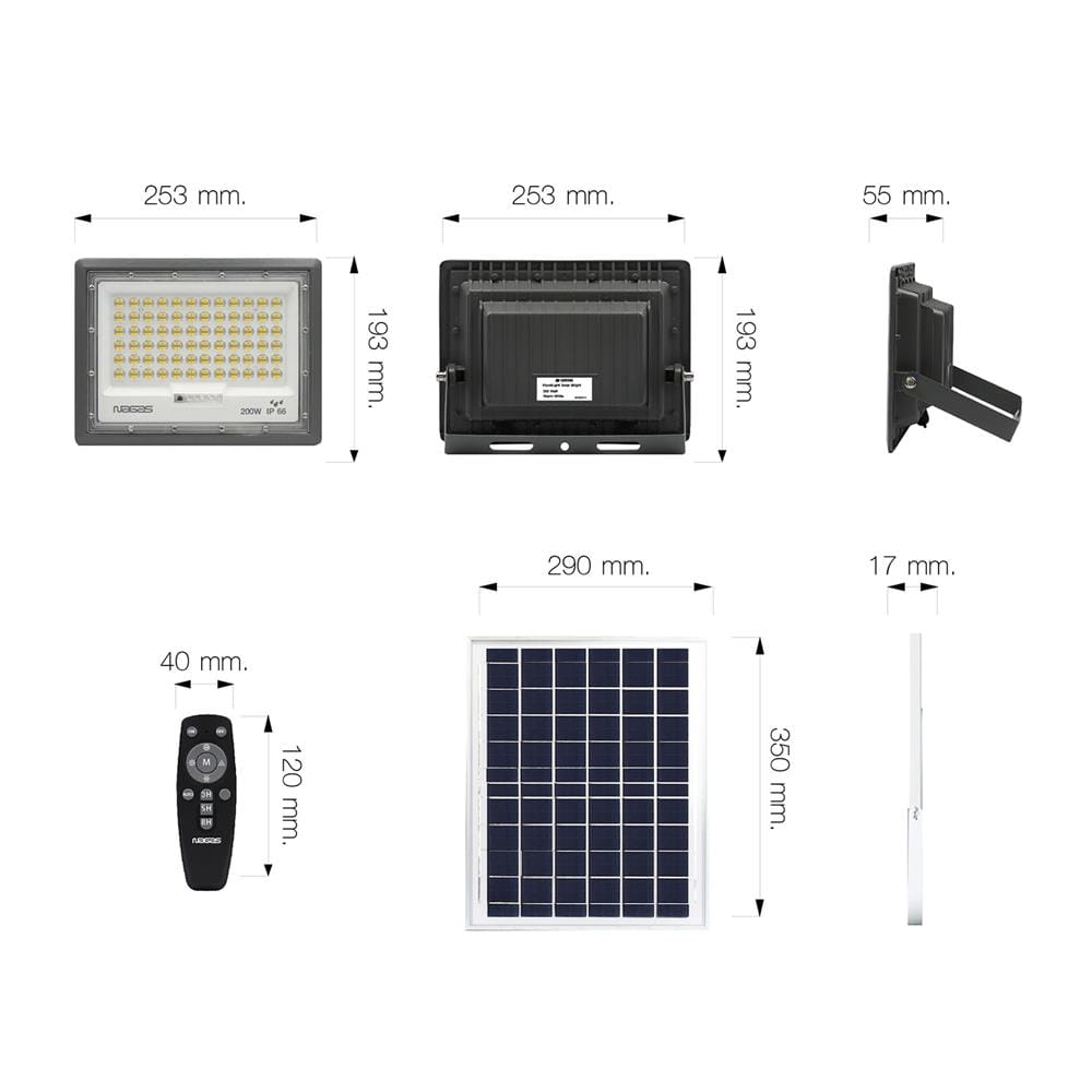ไฟสปอตไลท์ SOLAR NAGAS BRIGHT 200 วัตต์ WARM WHITE สีเทา