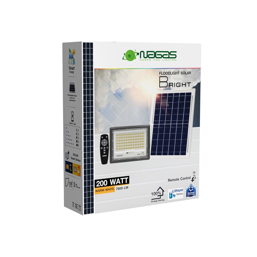 ไฟสปอตไลท์ SOLAR NAGAS BRIGHT 200 วัตต์ WARM WHITE สีเทา