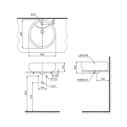 อ่างล้างหน้าวางบน TOTO LT367CV สีขาว_1