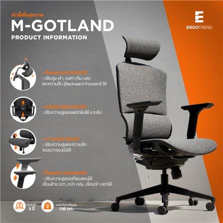 เก้าอี้สุขภาพ ERGOTREND M-GOTLAND สีเทา_3