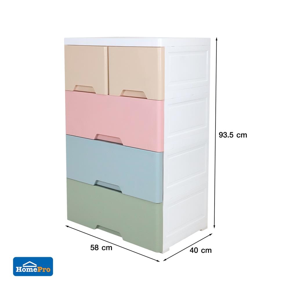 ตู้ลิ้นชัก 4 ชั้นทึบ STACKO NEAT 58x40x93.5 ซม. PASTEL