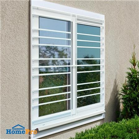หน้าต่างบานเลื่อน UPVC S-S มุ้ง เหล็กดัด AZLE 120X110 ซม. สีขาว_2