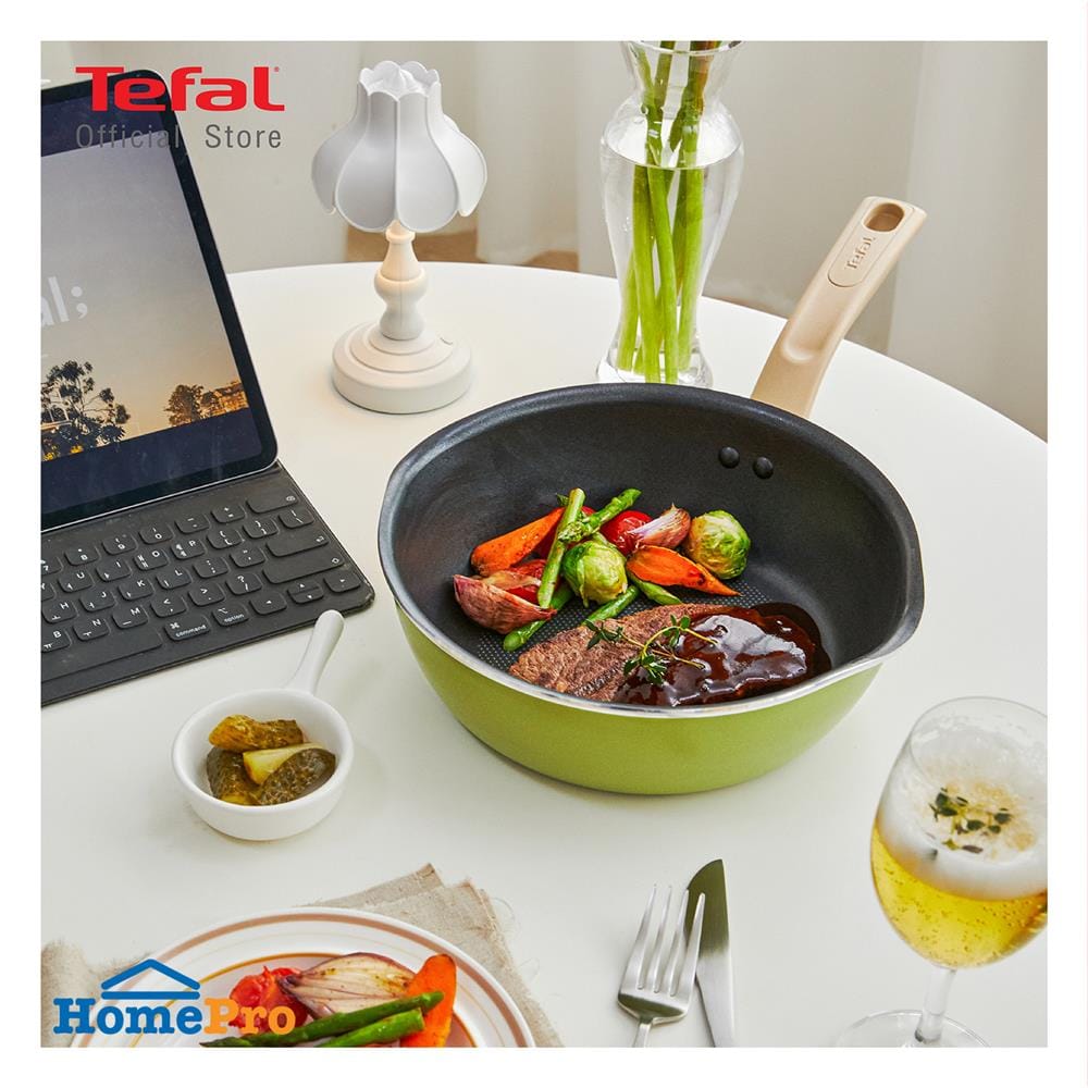 กระทะลึกพร้อมฝา 22 ซม. TEFAL ONE PICK POT PAN สีเขียว