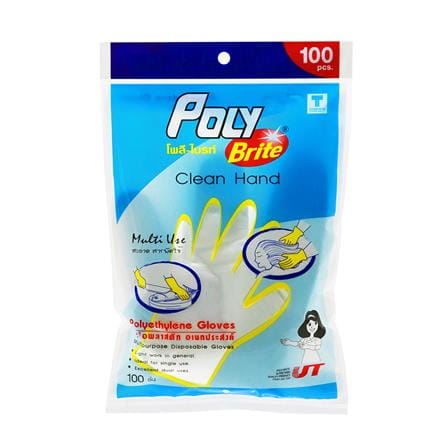 ถุงมือพลาสติก HDPE POLY-BRITE FREE SIZE แพ็ก 100 ชิ้น_2