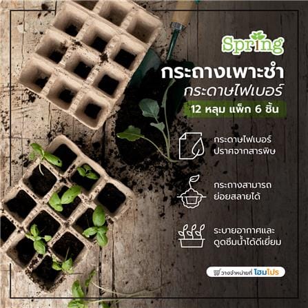 กระถางเพาะชำกระดาษไฟเบอร์ SPRING 12 หลุม แพ็ก 6 ชิ้น สีน้ำตาล_4