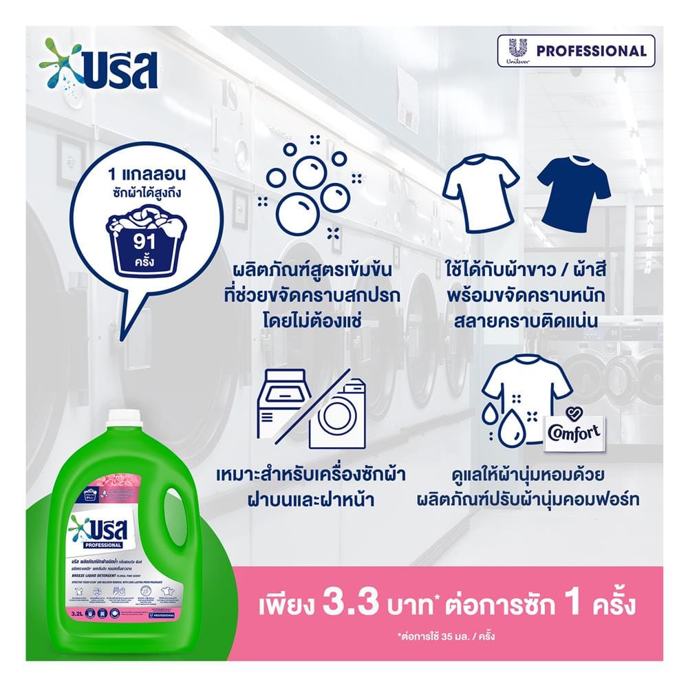 น้ำยาซักผ้า BREEZE 3.2 ลิตร กลิ่นฟลอรัล พิงค์