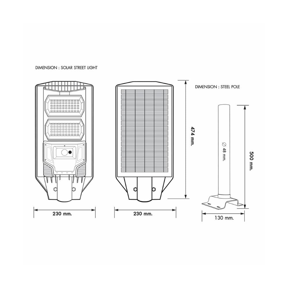 ไฟถนน SOLAR RACER STREET LIGHT 180 วัตต์ DAYLIGHT สีเทา
