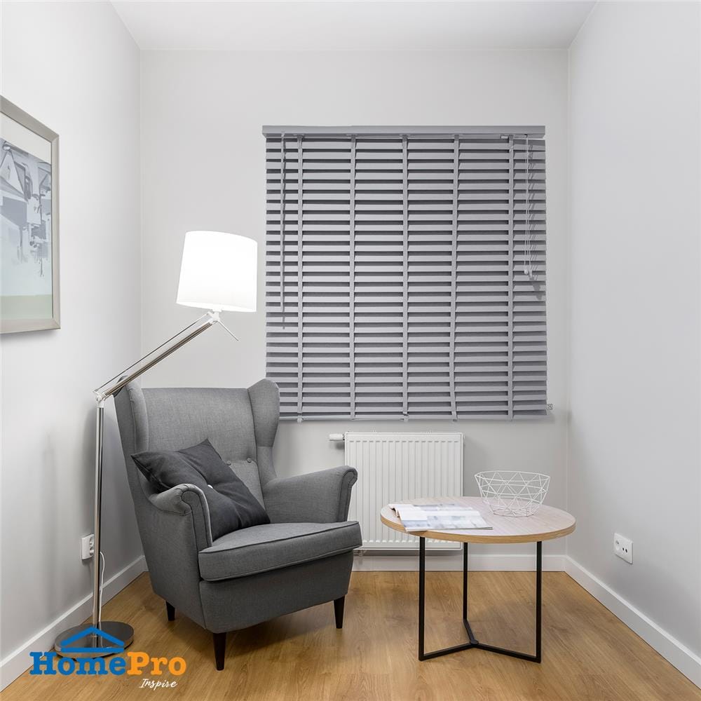 มู่ลี่ PVC HOME LIVING STYLE FAUX WOOD 120X130 ซม. สีเทา