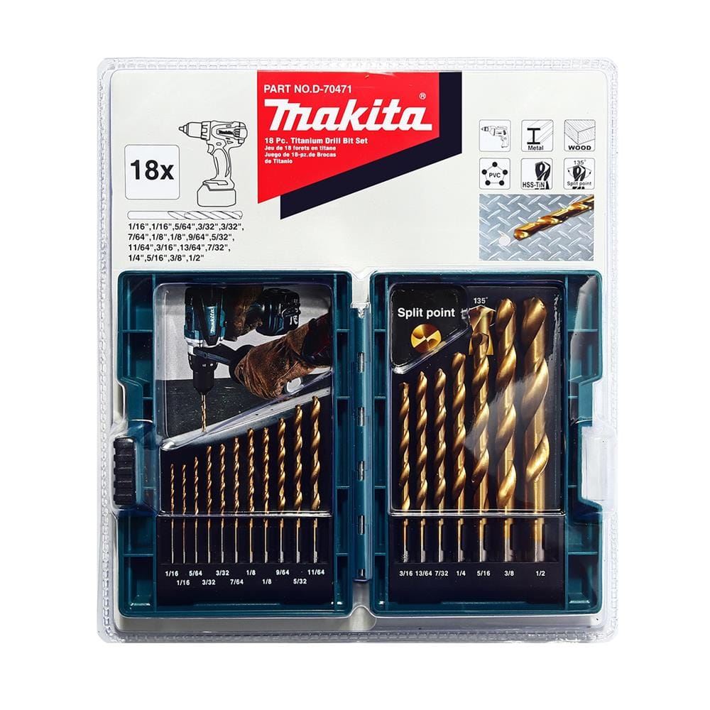 ชุดดอกสว่าน MAKITA HSS-TIN D-70471 18 ชิ้น สีทอง