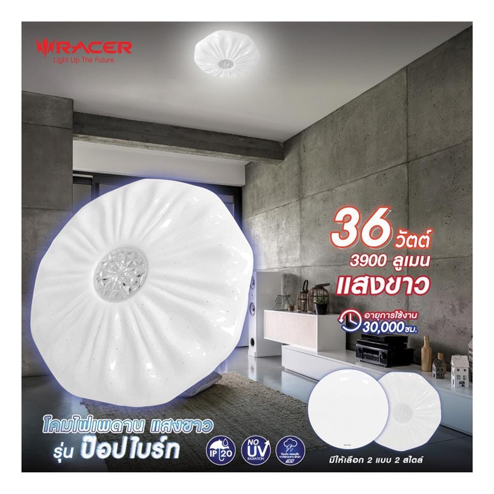 ไฟเพดาน LED RACER POP BRIGHT PB03 15 นิ้ว 36 วัตต์ DAYLIGHT สีขาว