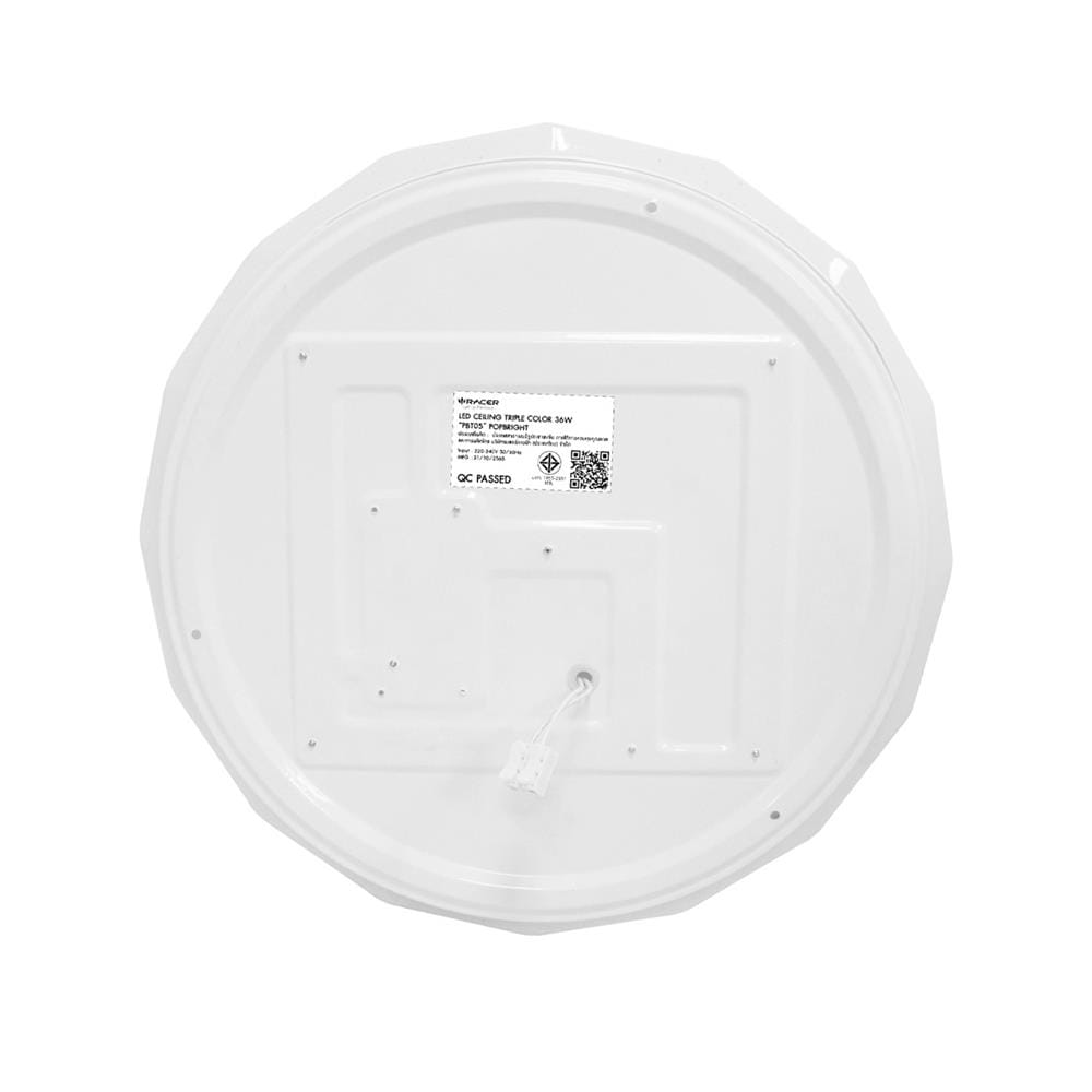 ไฟเพดาน LED RACER POP BRIGHT PBT05 15 นิ้ว 36 วัตต์ DAYLIGHT/COOL WHITE/WARM WHITE สีขาว