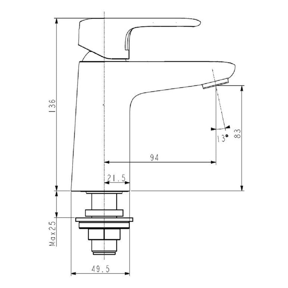 ก๊อกอ่างล้างหน้าผสม AMERICAN STANDARD A-1M01-100B สีเงิน