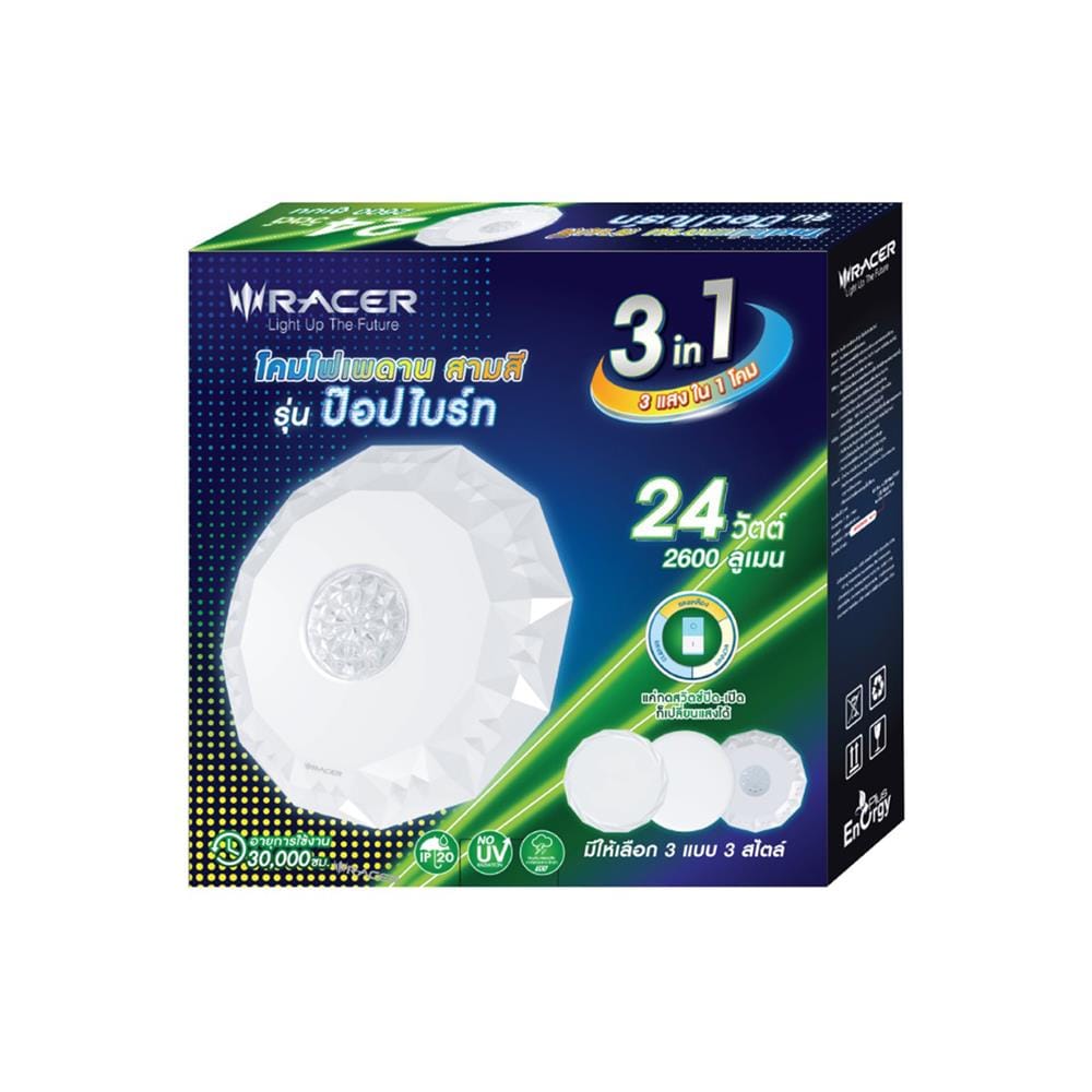 ไฟเพดาน LED RACER POP BRIGHT PBT03 14 นิ้ว 24 วัตต์ DAYLIGHT/COOL WHITE/WARM WHITE สีขาว