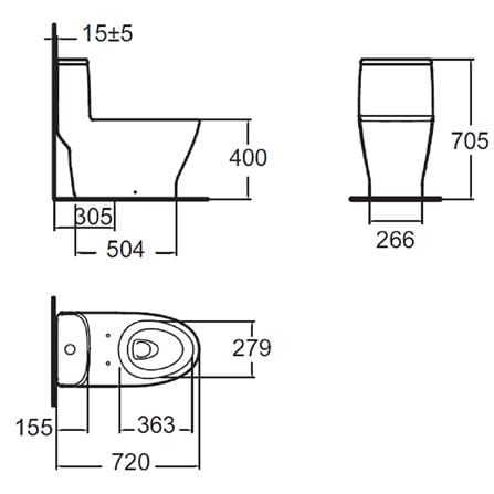 สุขภัณฑ์ 1 ชิ้น AMERICAN STANDARD 2033SC-WT-0 3/4.5 ลิตร สีขาว_3