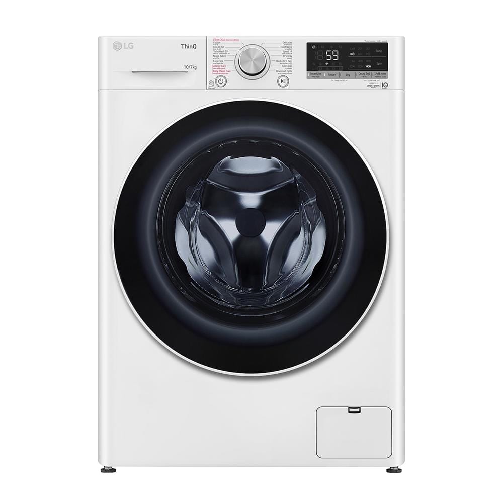 เครื่องซักอบผ้าฝาหน้า LG FV1410H4W 10/7 กก. 1400RPM อินเวอร์เตอร์ สีขาว