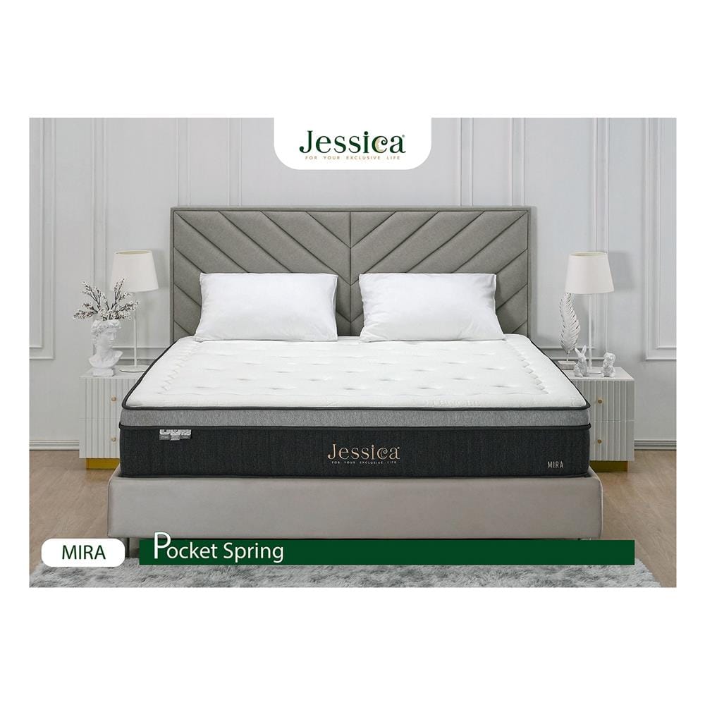 ที่นอนพ็อกเก็ตสปริง 6 ฟุต JESSICA รุ่น MIRA พร้อมชุดเครื่องนอน 11 ชิ้น