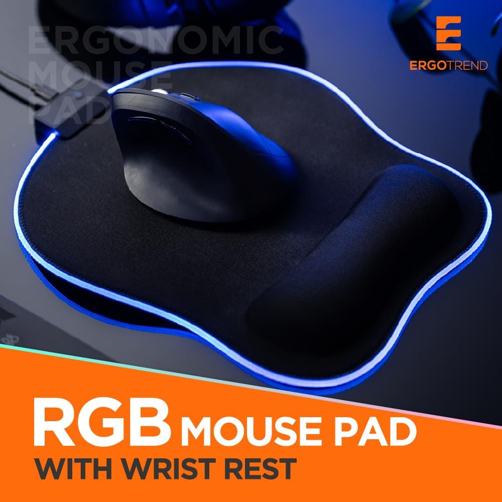แผ่นรองเมาส์เพื่อสุขภาพพร้อมไฟ RGB ERGOTREND สีดำ