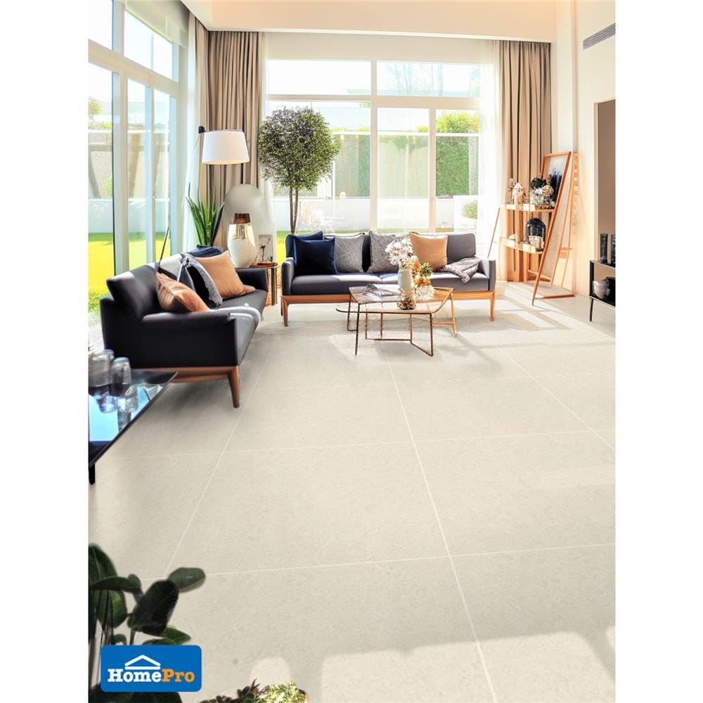 กระเบื้องพื้นพอร์ซเลน 60x60 ซม. TARA ริชชี่ ไวท์ A 1.44M2