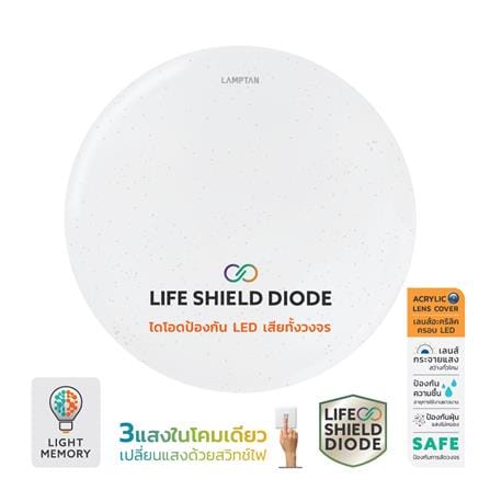ไฟเพดาน LED LAMPTAN MOON 16 นิ้ว 36 วัตต์ DAYLIGHT/COOL WHITE/WARM WHITE สีขาว_0