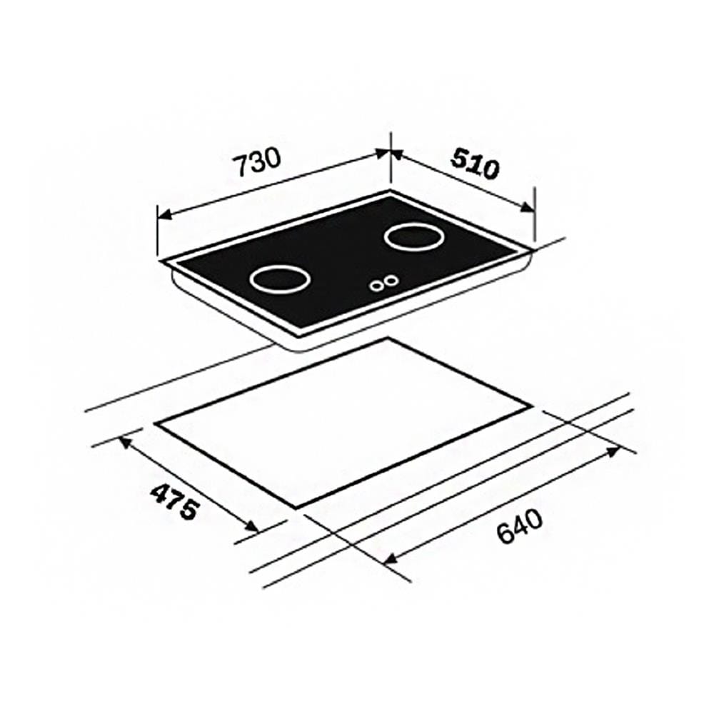 เตาฝัง+เครื่องดูดควัน LINEA G73 2G+LDH TC 90.1