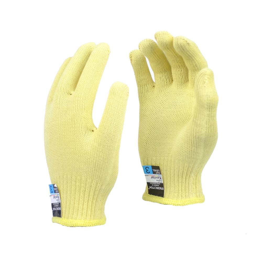 ถุงมือถัก Kevlar ทนความร้อนกันบาดระดับ 4 MICROTEX สีเหลือง FREE SIZE แพ็ก 2 ชิ้น