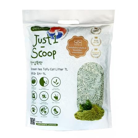 ทรายแมวเต้าหู้ PETORIA JUST 1 SCOOP กลิ่นชาเขียว 7 ลิตร_0