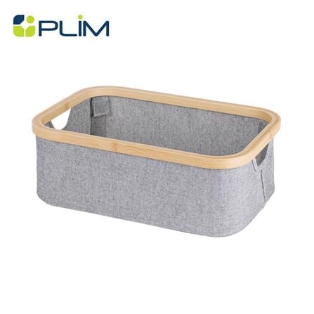 ตะกร้าผ้าเหลี่ยมขอบไม้ PLIM 38x26x13.5 ซม. สีเทา
